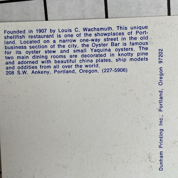 Set of vintage postcards for The Oyster Bar on Ankeny Street, Portland OR - Picture 8 of 8